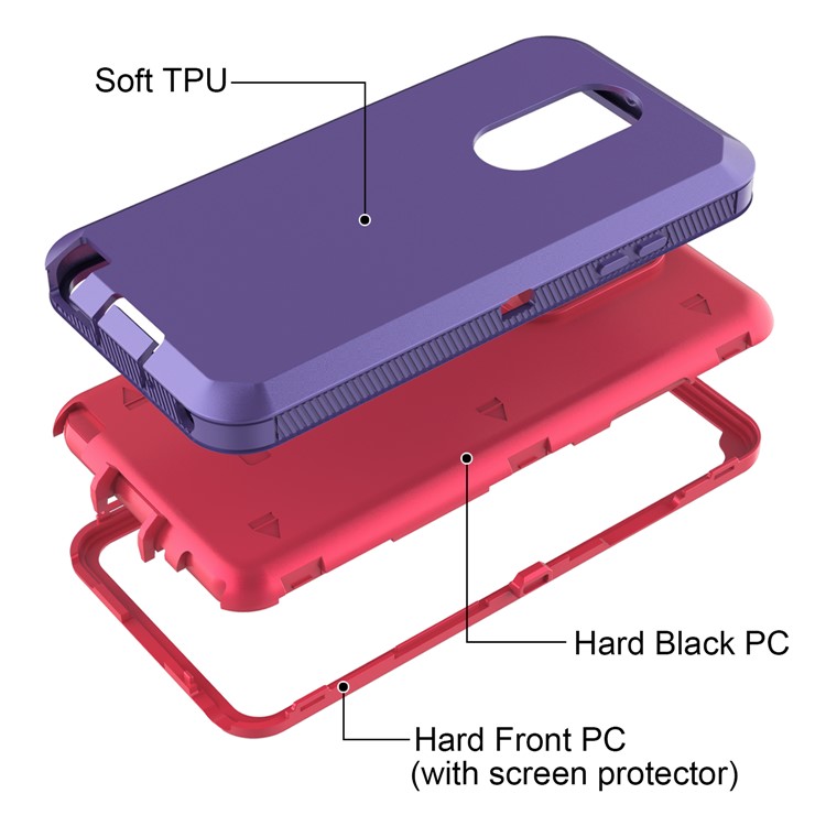 Shockproof Drop-proof Dust-proof PC + TPU Hybrid Case for LG Stylo 4 - Purple / Rose-3