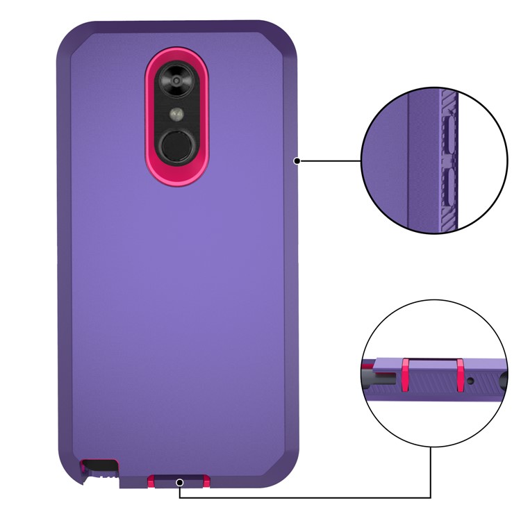 Shockproof Drop-proof Dust-proof PC + TPU Hybrid Case for LG Stylo 4 - Purple / Rose-4