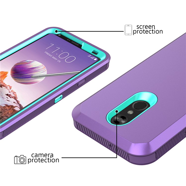 Shockproof Drop-proof Dust-proof PC + TPU Hybrid Case for LG Stylo 4 - Purple / Cyan-2