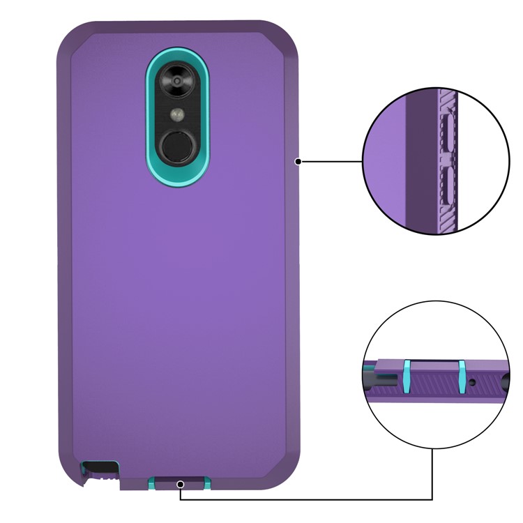 Shockproof Drop-proof Dust-proof PC + TPU Hybrid Case for LG Stylo 4 - Purple / Cyan-4