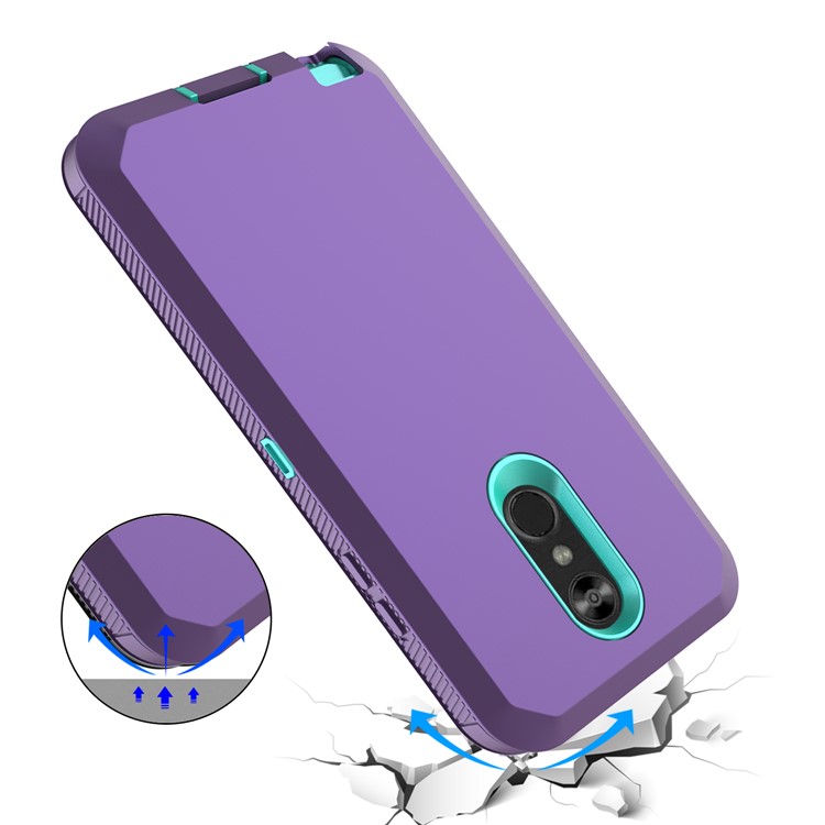 Shockproof Drop-proof Dust-proof PC + TPU Hybrid Case for LG Stylo 4 - Purple / Cyan-5