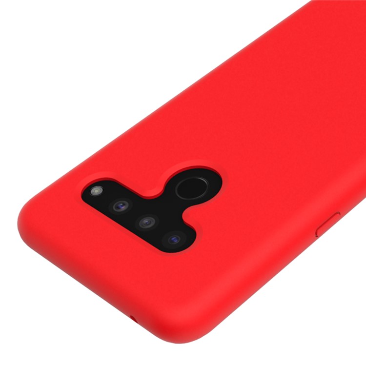 Soft Liquid Silicone Back Protector Phone Case for LG V50 ThinQ 5G - Red-3