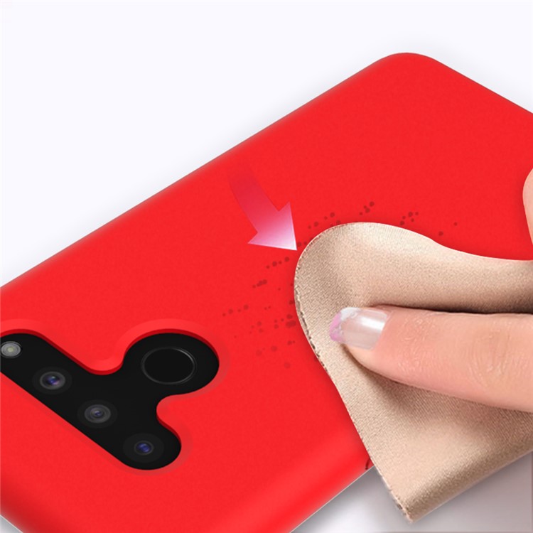 Soft Liquid Silicone Back Protector Phone Case for LG V50 ThinQ 5G - Red-6