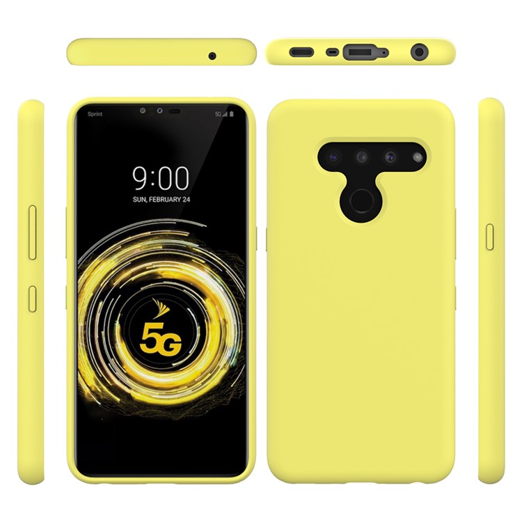 Soft Liquid Silicone Back Protector Phone Case for LG V50 ThinQ 5G - Yellow-2
