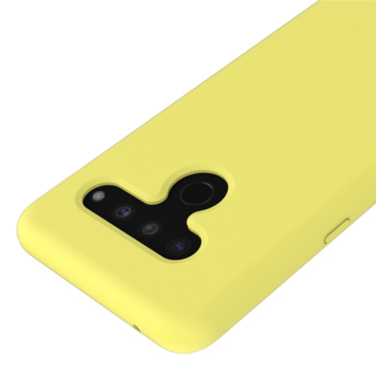 Soft Liquid Silicone Back Protector Phone Case for LG V50 ThinQ 5G - Yellow-3