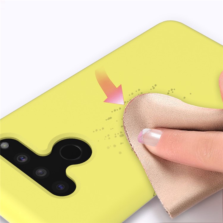 Soft Liquid Silicone Back Protector Phone Case for LG V50 ThinQ 5G - Yellow-6