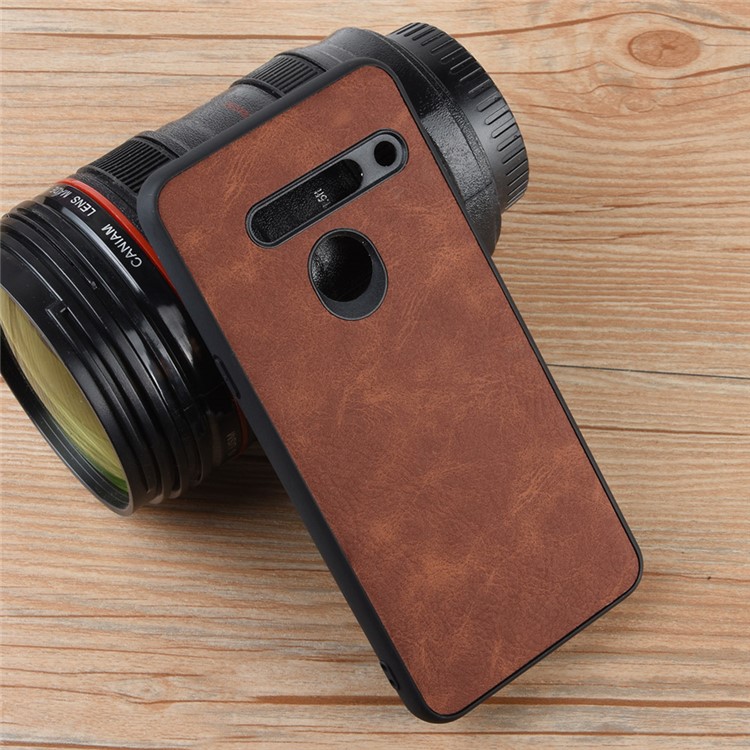 PU Leather Coated TPU Back Phone Casing for LG G8s ThinQ - Brown-6