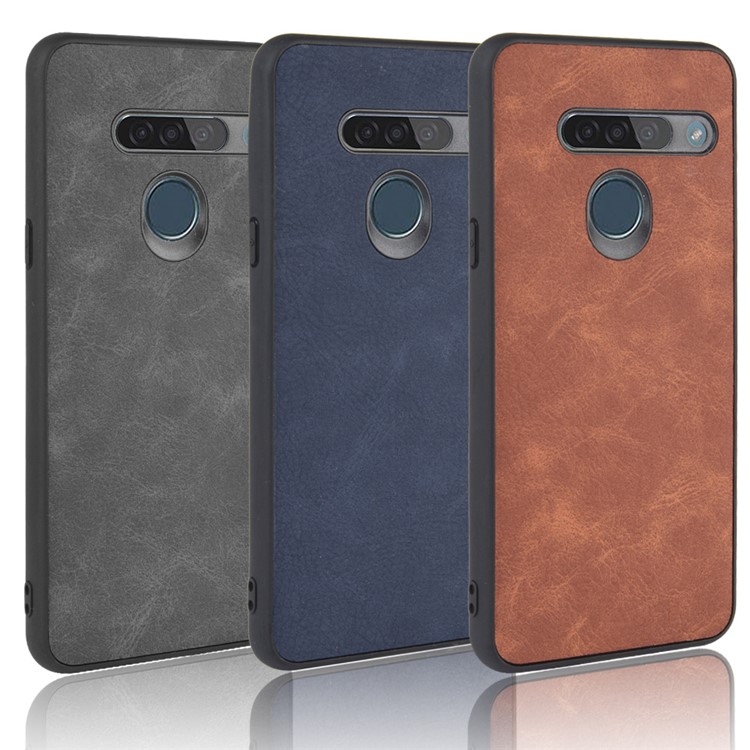 PU Leather Coated TPU Back Phone Casing for LG G8s ThinQ - Brown-7