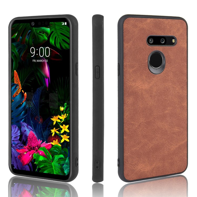 PU Leather Coated TPU Back Phone Shell for LG G8 ThinQ - Brown-1