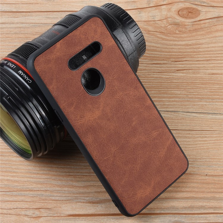 PU Leather Coated TPU Back Phone Shell for LG G8 ThinQ - Brown-6