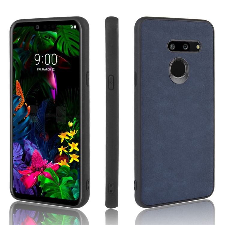 PU Leather Coated TPU Back Phone Shell for LG G8 ThinQ - Blue-1