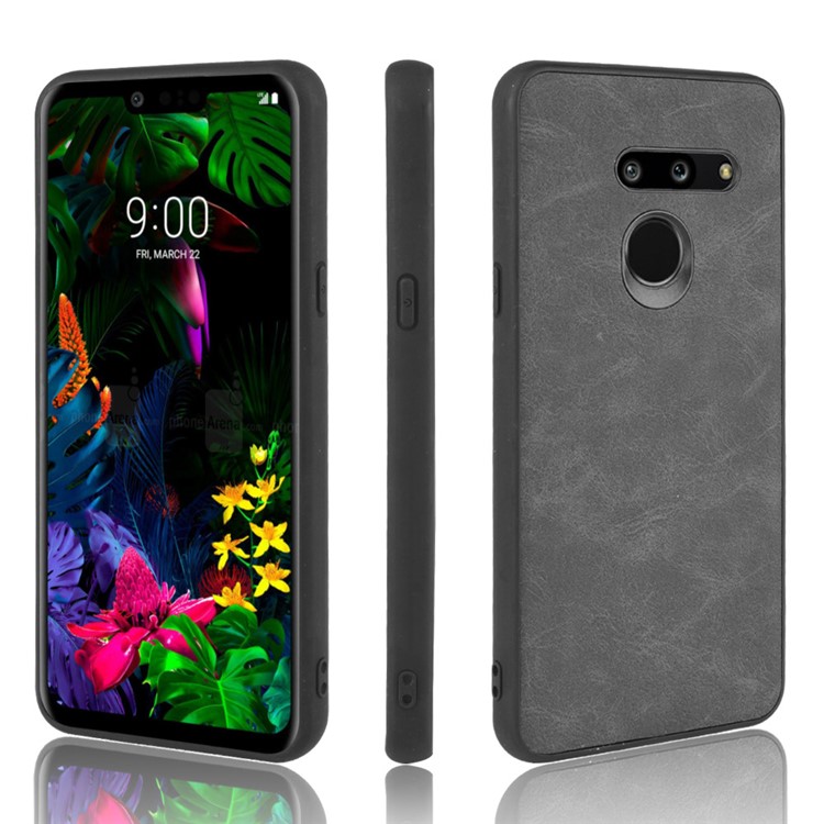 PU Leder Beschichtete TPU Handyhülle Für LG G8 Thinq - Schwarz-1