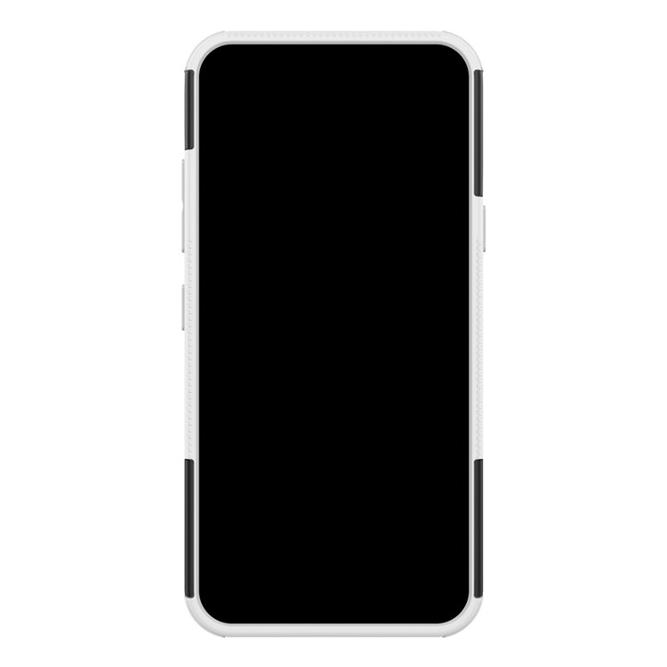 Anti-slip PC + TPU Combo Case with Kickstand for LG Q60 - White-4
