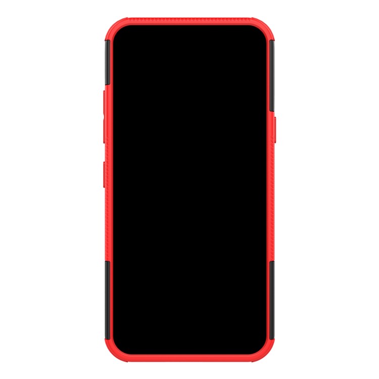 Anti-slip PC + TPU Combo Case with Kickstand for LG Q60 - Red-5