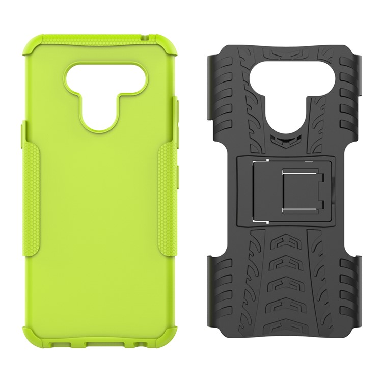Anti-slip PC + TPU Combo Case with Kickstand for LG Q60 - Green-6