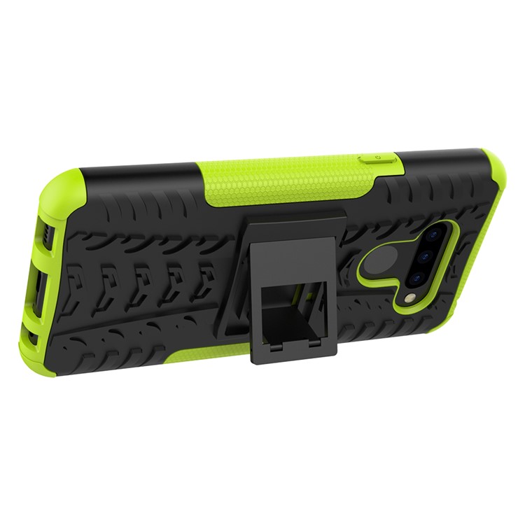 Anti-slip PC + TPU Combo Case with Kickstand for LG Q60 - Green-7