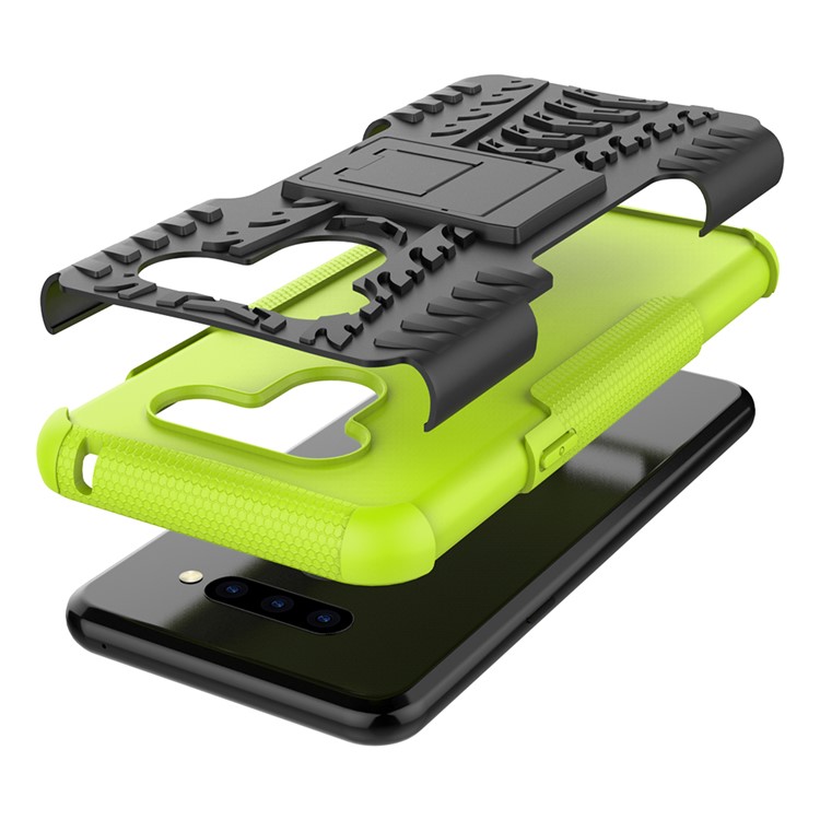 Anti-slip PC + TPU Combo Case with Kickstand for LG Q60 - Green-8