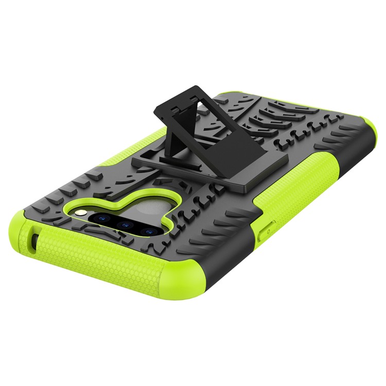 Anti-slip PC + TPU Combo Case with Kickstand for LG Q60 - Green-9
