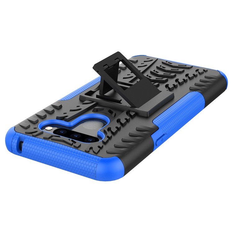 Anti-slip PC + TPU Combo Case Con Kickstand Para LG Q60 - Azul