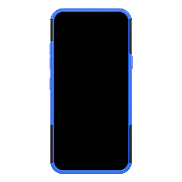 Anti-slip PC + TPU Combo Case with Kickstand for LG Q60 - Blue-6
