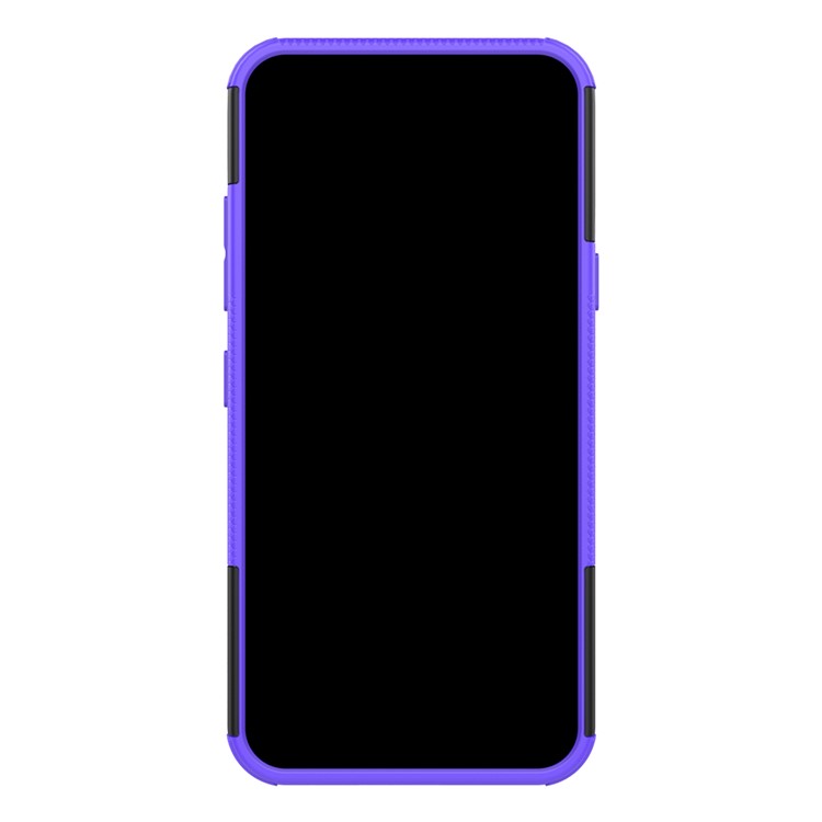 Anti-slip PC + TPU Combo Case with Kickstand for LG Q60 - Purple-5