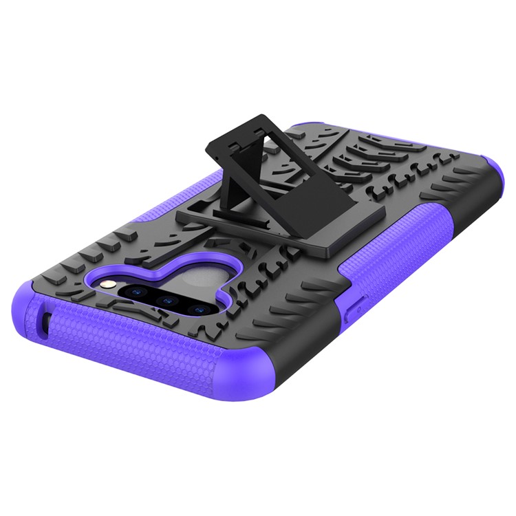 Anti-slip PC + TPU Combo Case with Kickstand for LG Q60 - Purple-9