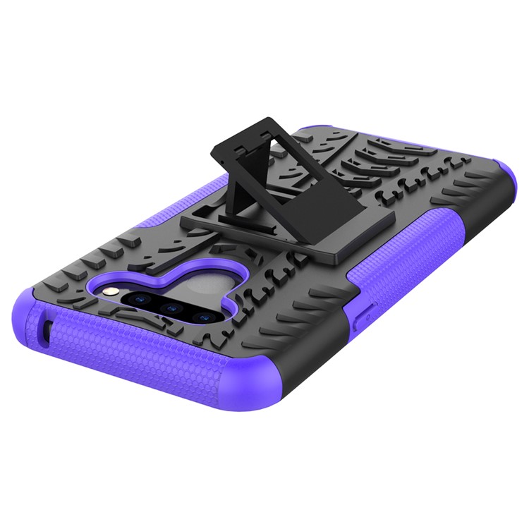 Custodia Combinata PC + TPU Anti-slip Con Cavalletto Per LG Q60 - Viola-9