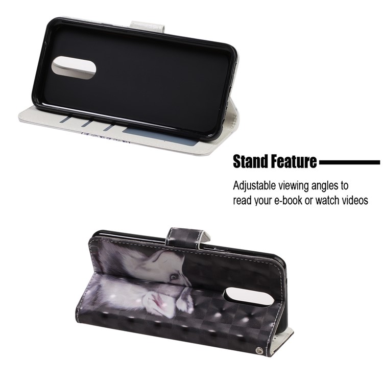 Pattern Printing Leather Wallet Stand Casing Covering for LG K40 / K12+ / K12 Plus - Fox-7