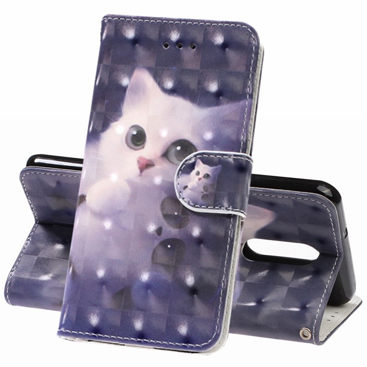 Pattern Printing Leather Wallet Stand Casing Covering for LG K40 / K12+ / K12 Plus - Cat-1