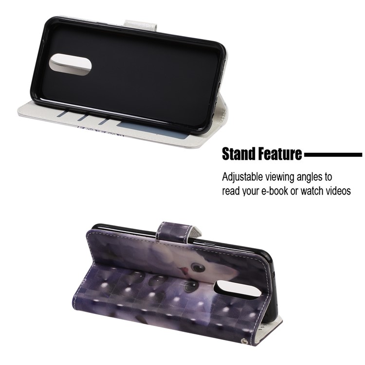 Pattern Printing Leather Wallet Stand Casing Covering for LG K40 / K12+ / K12 Plus - Cat-7