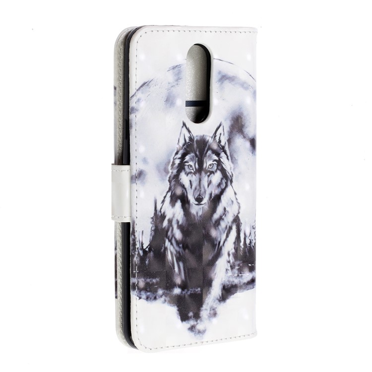 Pattern Printing Leather Wallet Stand Casing Covering for LG K40 / K12+ / K12 Plus - Wolf-4