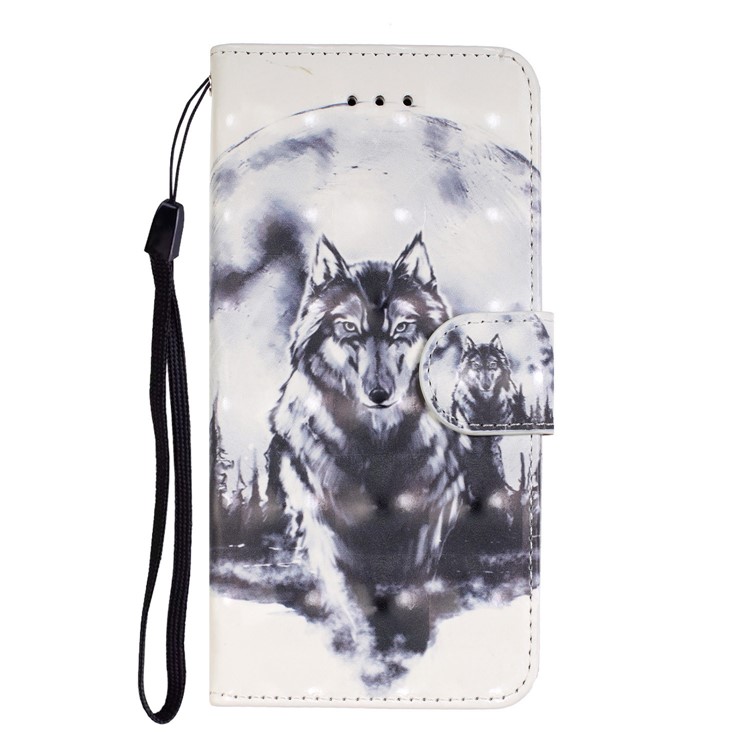 Pattern Printing Leather Wallet Stand Casing Covering for LG K40 / K12+ / K12 Plus - Wolf-5