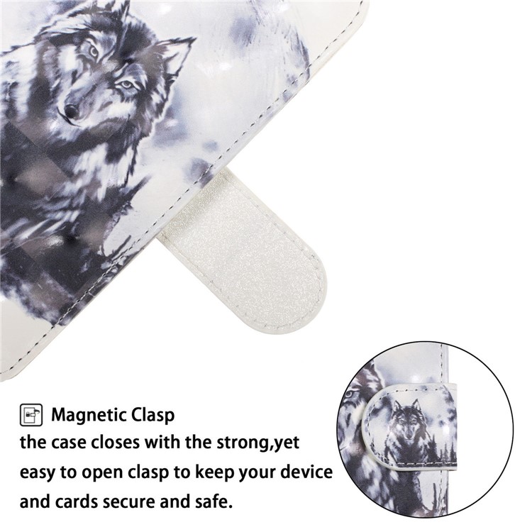 Pattern Printing Leather Wallet Stand Casing Covering for LG K40 / K12+ / K12 Plus - Wolf-6