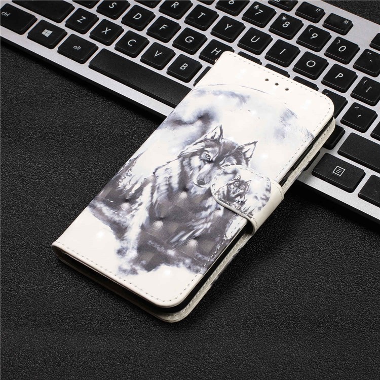 Pattern Printing Leather Wallet Stand Casing Covering for LG K40 / K12+ / K12 Plus - Wolf-8