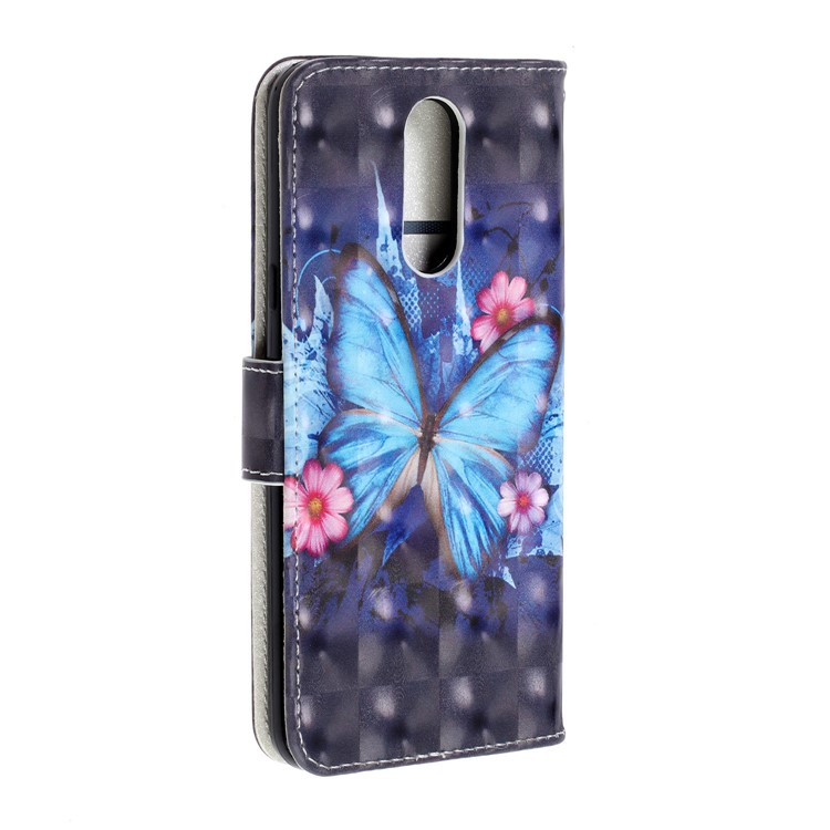 Pattern Printing Leather Wallet Stand Casing Covering for LG K40 / K12+ / K12 Plus - Blue Butterfly-4