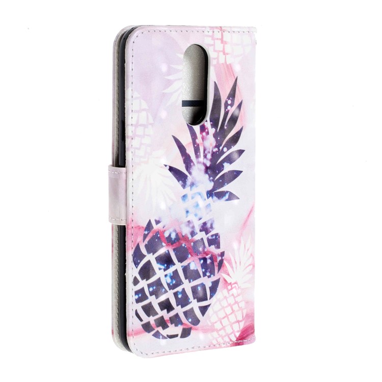 Pattern Printing Leather Wallet Stand Casing Covering for LG K40 / K12+ / K12 Plus - Pineapple-4