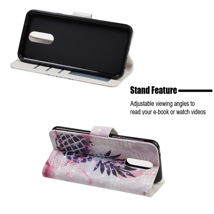 Pattern Printing Leather Wallet Stand Casing Covering for LG K40 / K12+ / K12 Plus - Pineapple-7