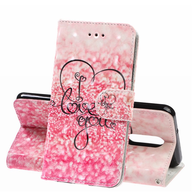 Pattern Printing Leather Wallet Stand Casing Covering for LG K40 / K12+ / K12 Plus - Love You-1