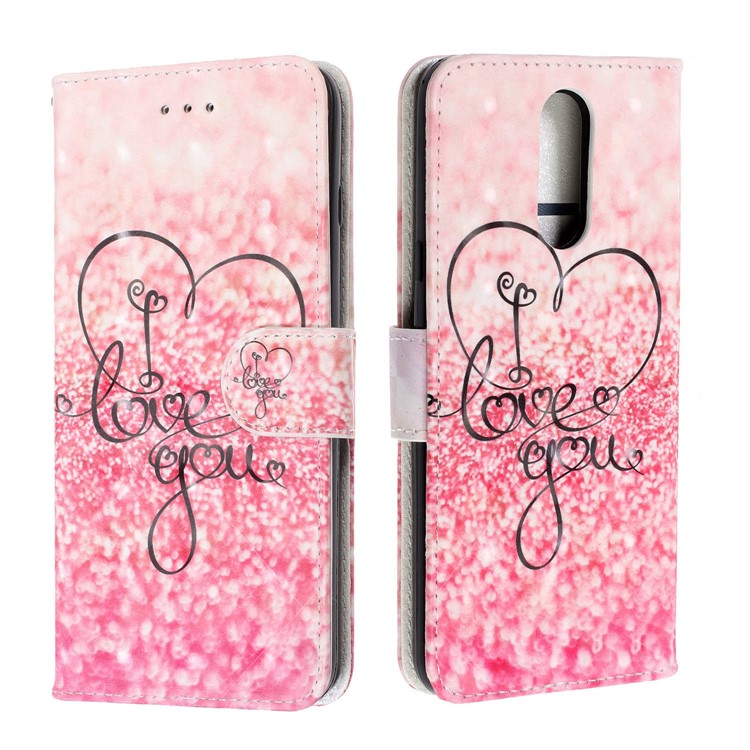 Pattern Printing Leather Wallet Stand Casing Covering for LG K40 / K12+ / K12 Plus - Love You-2