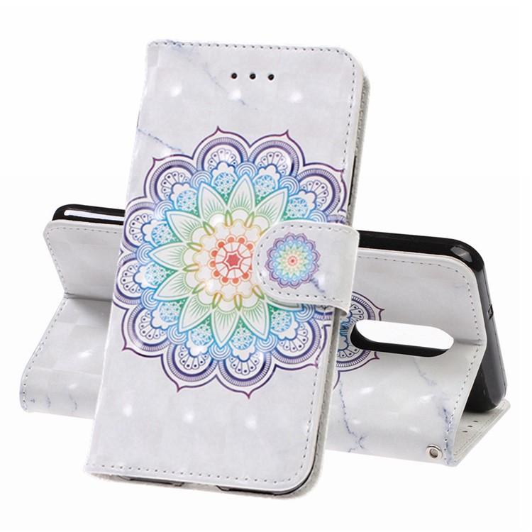 Pattern Printing Leather Wallet Stand Casing Covering for LG K40 / K12+ / K12 Plus - Flower-1