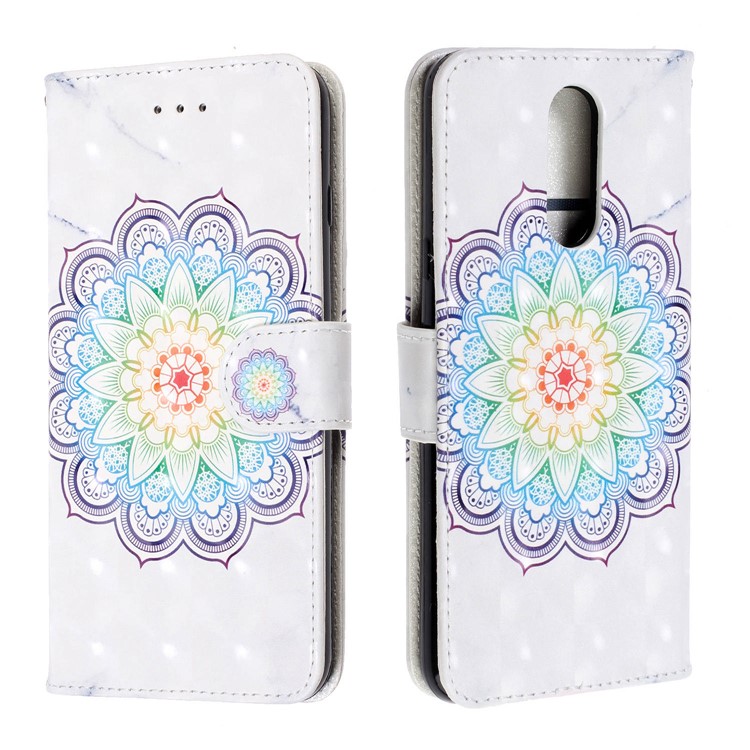 Pattern Printing Leather Wallet Stand Casing Covering for LG K40 / K12+ / K12 Plus - Flower-2