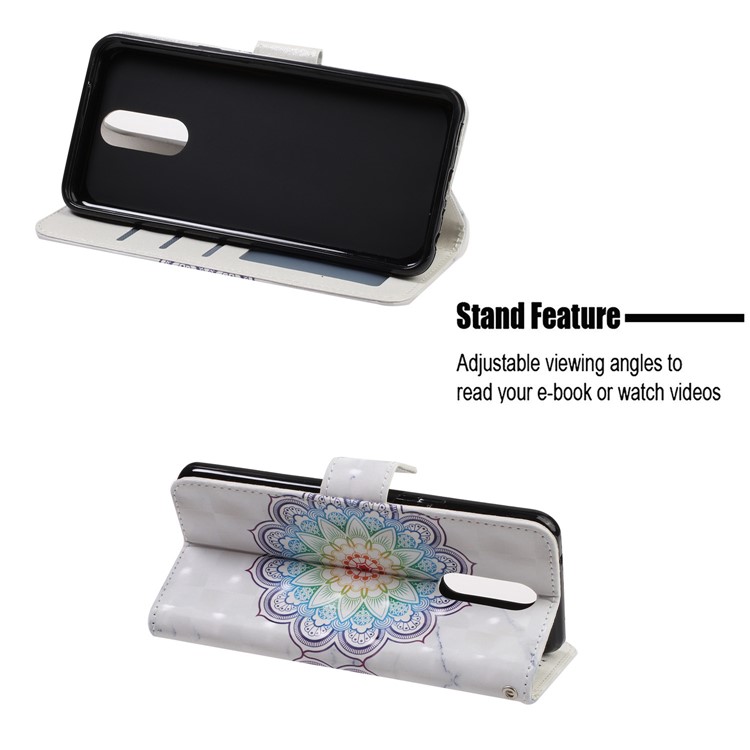 Pattern Printing Leather Wallet Stand Casing Covering for LG K40 / K12+ / K12 Plus - Flower-7