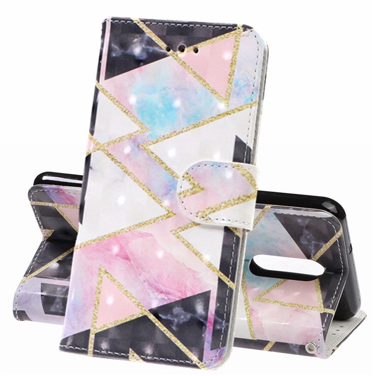 Pattern Printing Leather Wallet Stand Casing Covering for LG K40 / K12+ / K12 Plus - Geometric Pattern-1