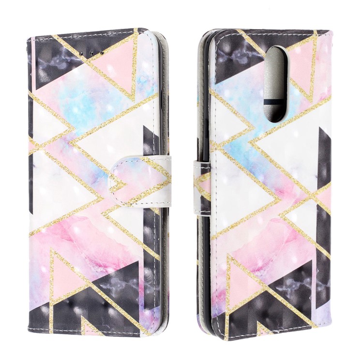 Pattern Printing Leather Wallet Stand Casing Covering for LG K40 / K12+ / K12 Plus - Geometric Pattern-2
