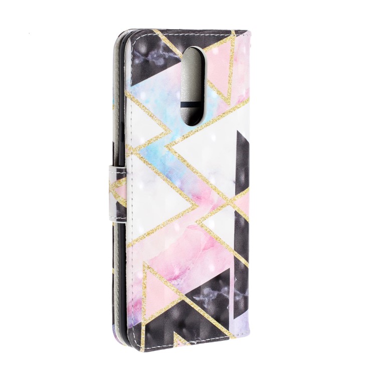 Pattern Printing Leather Wallet Stand Casing Covering for LG K40 / K12+ / K12 Plus - Geometric Pattern-4