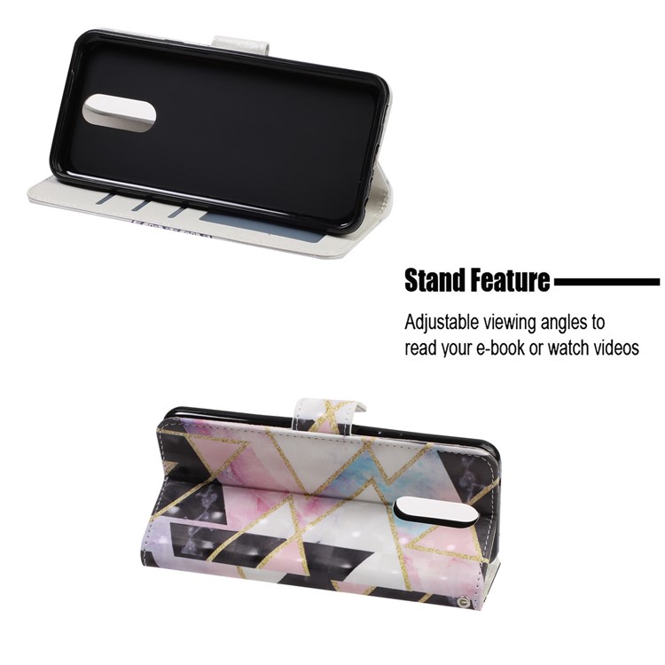 Pattern Printing Leather Wallet Stand Casing Covering for LG K40 / K12+ / K12 Plus - Geometric Pattern-7