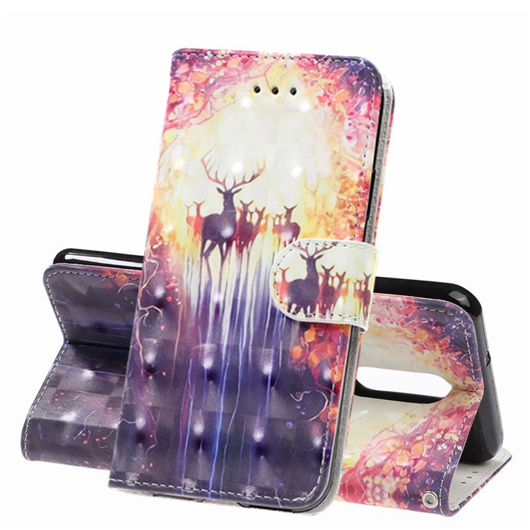 Pattern Printing Leather Wallet Stand Casing Covering for LG K40 / K12+ / K12 Plus - Elks-1