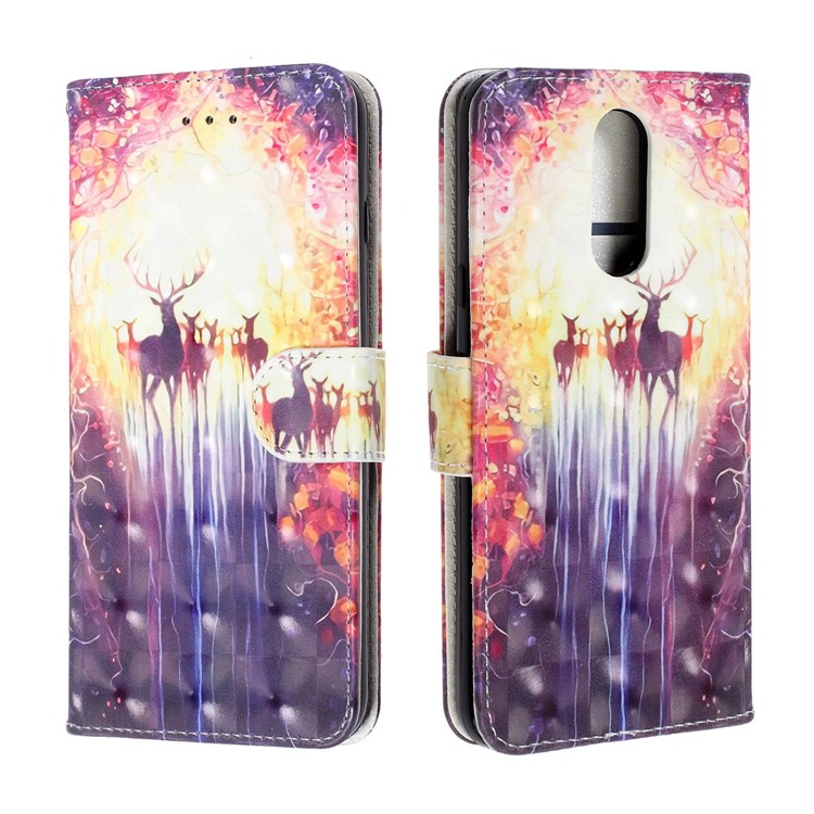 Pattern Printing Leather Wallet Stand Casing Covering for LG K40 / K12+ / K12 Plus - Elks-2