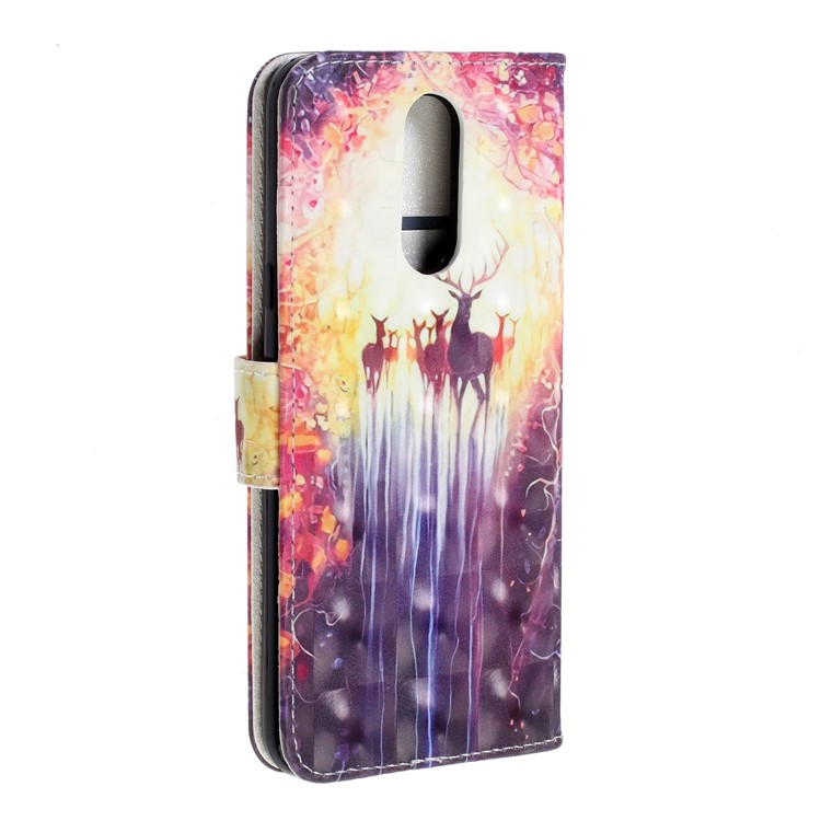 Pattern Printing Leather Wallet Stand Casing Covering for LG K40 / K12+ / K12 Plus - Elks-4