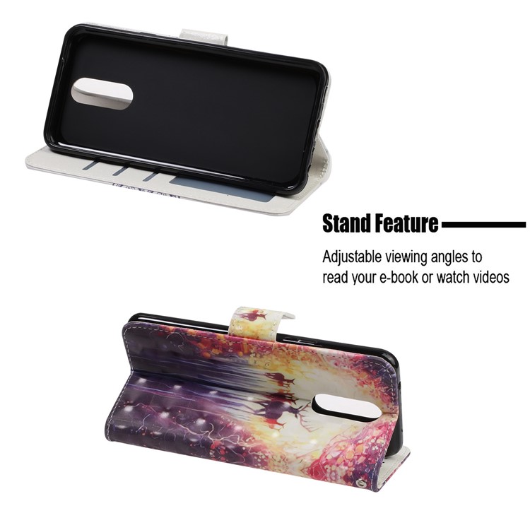 Pattern Printing Leather Wallet Stand Casing Covering for LG K40 / K12+ / K12 Plus - Elks-7